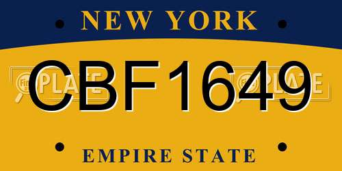 CBF1649 New York License Plate