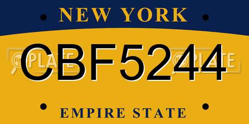 CBF5244 New York License Plate