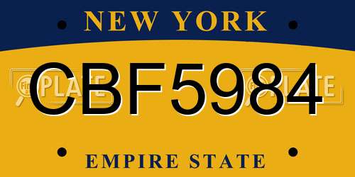 CBF5984 New York License Plate