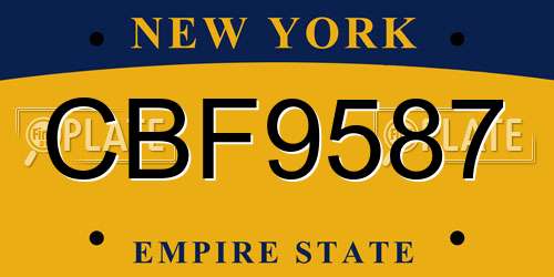 CBF9587 New York License Plate