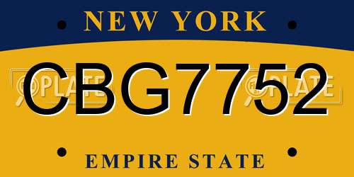 CBG7752 New York License Plate
