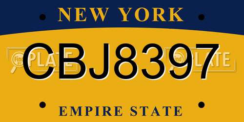 CBJ8397 New York License Plate