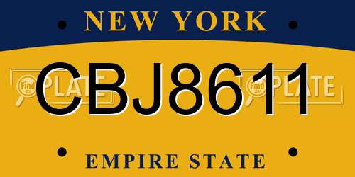 CBJ8611 New York License Plate