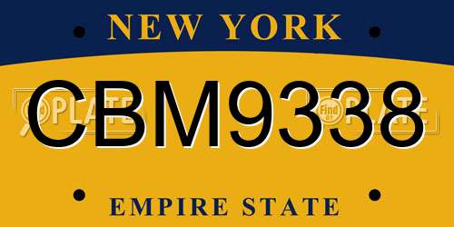 CBM9338 New York License Plate