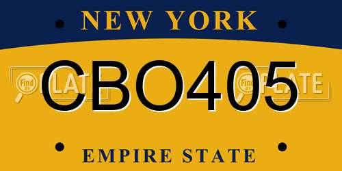 CBO405 New York License Plate