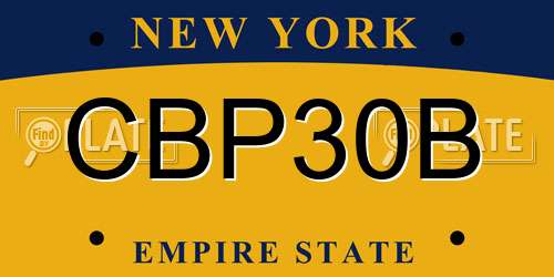 CBP30B New York License Plate
