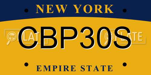 CBP30S New York License Plate