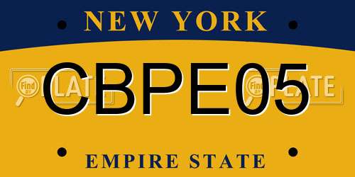 CBPE05 New York License Plate