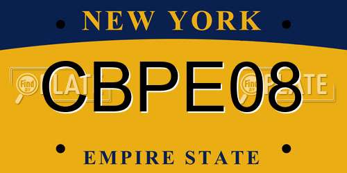 CBPE08 New York License Plate
