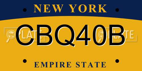 CBQ40B New York License Plate
