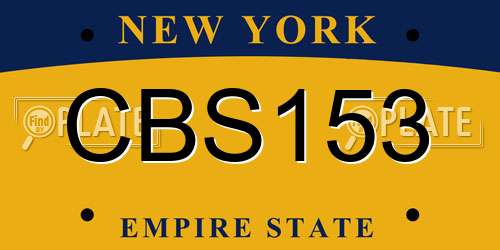 CBS153 New York License Plate
