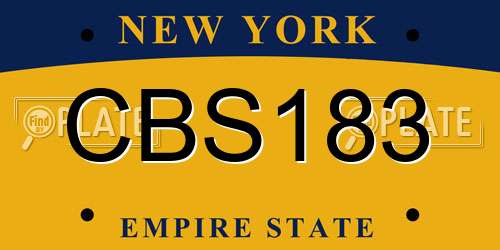 CBS183 New York License Plate
