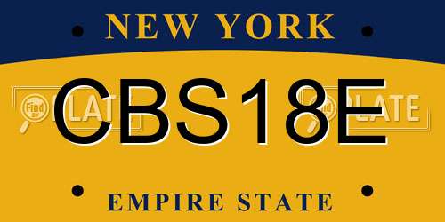 CBS18E New York License Plate