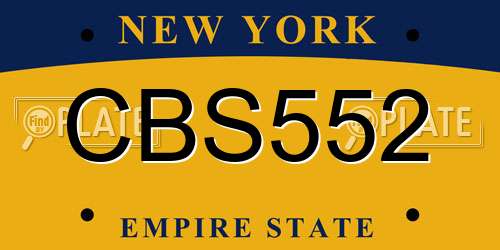 CBS552 New York License Plate