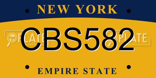 CBS582 New York License Plate