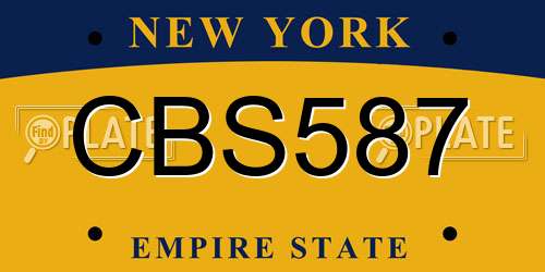 CBS587 New York License Plate