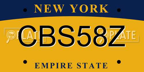CBS58Z New York License Plate