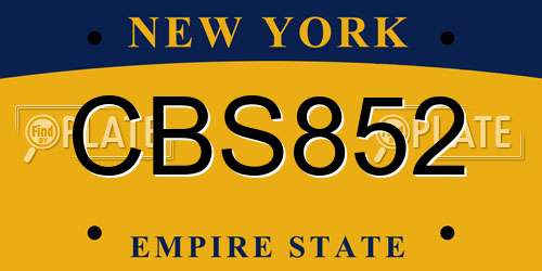 CBS852 New York License Plate