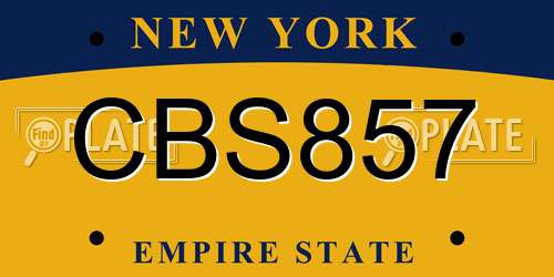 CBS857 New York License Plate