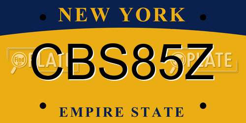 CBS85Z New York License Plate