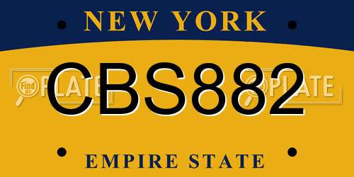CBS882 New York License Plate