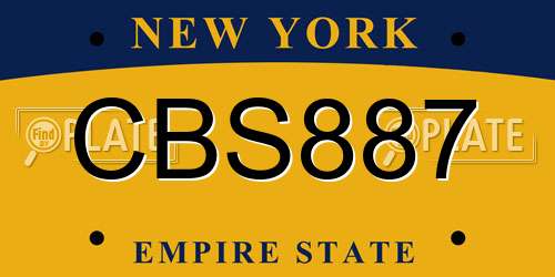 CBS887 New York License Plate