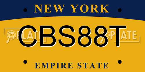 CBS88T New York License Plate