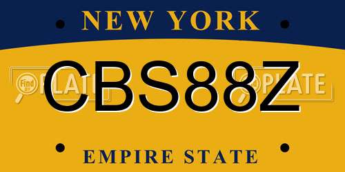 CBS88Z New York License Plate