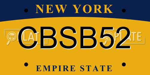 CBSB52 New York License Plate