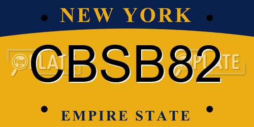 CBSB82 New York License Plate
