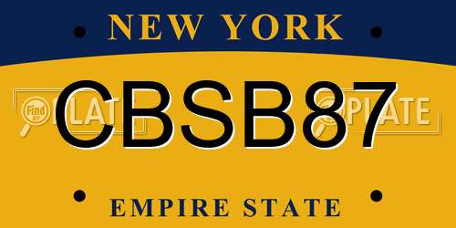 CBSB87 New York License Plate