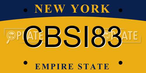 CBSI83 New York License Plate