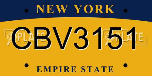 CBV3151 New York License Plate