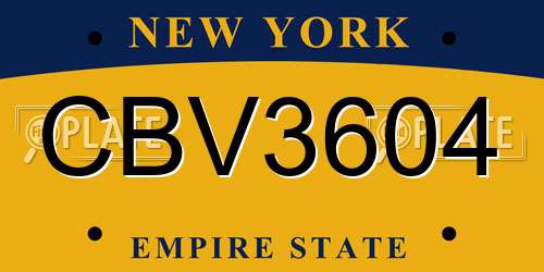 CBV3604 New York License Plate