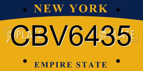 CBV6435 New York License Plate