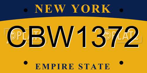 CBW1372 New York License Plate