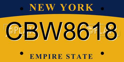 CBW8618 New York License Plate