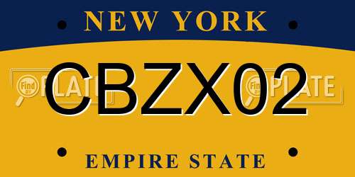 CBZX02 New York License Plate