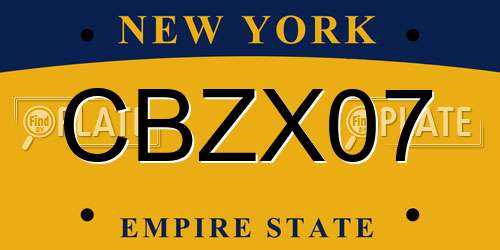 CBZX07 New York License Plate