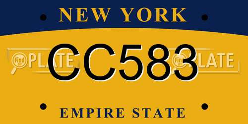 CC583 New York License Plate
