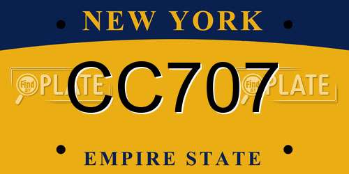 CC707 New York License Plate