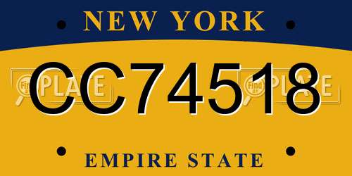 CC74518 New York License Plate