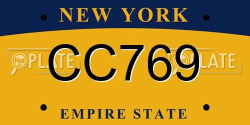 CC769 New York License Plate