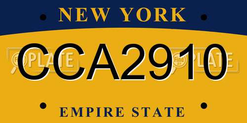 CCA2910 New York License Plate