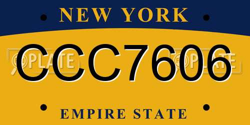 CCC7606 New York License Plate