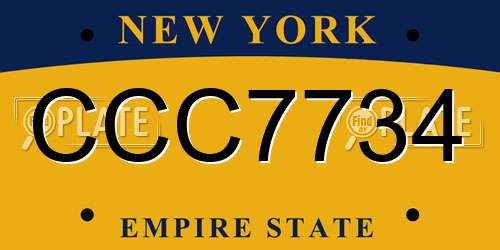 CCC7734 New York License Plate
