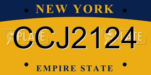 CCJ2124 New York License Plate
