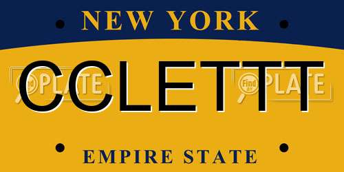 CCLETTT New York License Plate