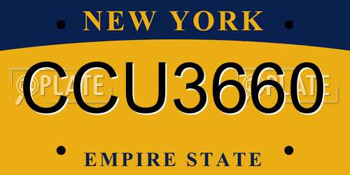 CCU3660 New York License Plate