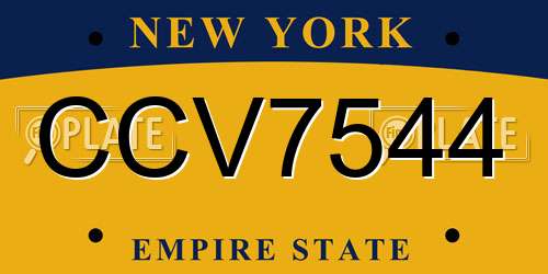 CCV7544 New York License Plate
